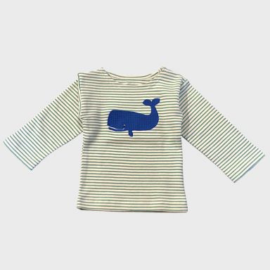 Babyshirt grne Streifen mit gesticktem Wal