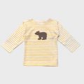 Babyshirt gelb geringelt mit gesticktem Bär